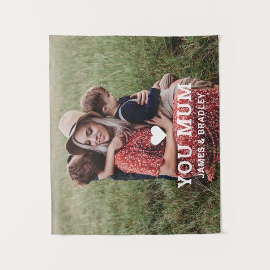 かわいいハートラブユーママ 母の日の写真 タペストリー (正面)