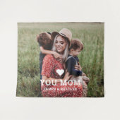 かわいいハートラブユーママ 母の日写真 タペストリー (正面(横))