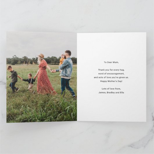 かわいいハートラブユーママ 母の日 フォト カード (内部)