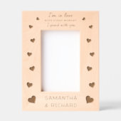 かわいいハートラブ引用文カップル名パーソナライズされた レーザー彫刻フレーム (正面)