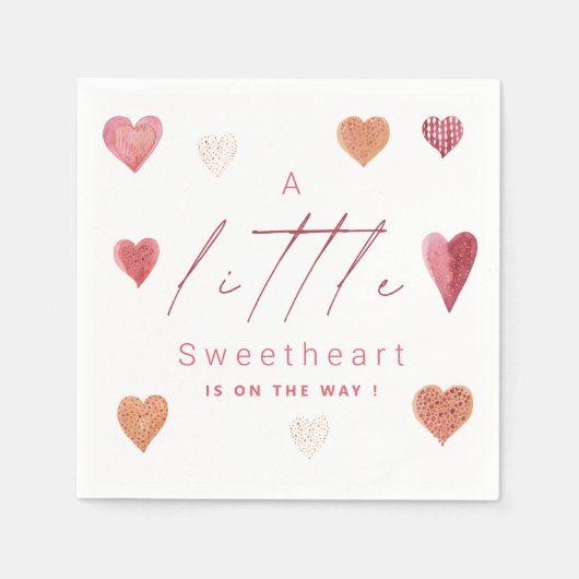 かわいいハートリトルスウィートベビーシャワーガーリー スタンダードカクテルナプキン (正面)