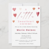 かわいいハートリトルスウィートベビーシャワーガーリー 招待状 (正面)