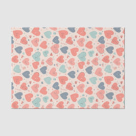 かわいいハートレトロカラーラブパターン バレンタインデー 薄葉紙