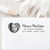 かわいいハート写真ホワイト差出人住所 ラベル (インサイチュ)