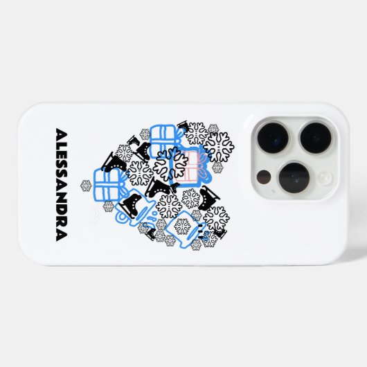 かわいいハート冬のクリスマスドゥードルモノグラム雪 Case-Mate iPhoneケース (裏面 (横))