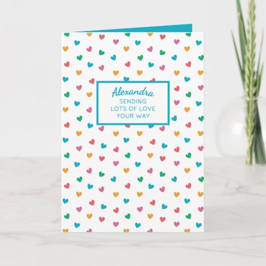 かわいいハート名前をカスタムする誕生日または任意の大事な行事 カード (正面)