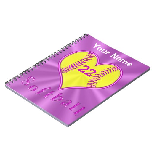 かわいいハート型のソフトボールノートパーソナライズされたブック ノートブック (左側)