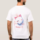 かわいいハート型の子猫のイラスト Tシャツ (裏面)