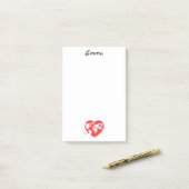 かわいいハート型の球体&飛行機、名前をカスタムする ポストイット (デスク上)