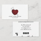 かわいいハート型糸手作りニット製品 名刺 (正面/裏面)