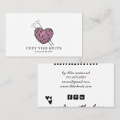 かわいいハート型糸手作りニット製品 名刺 (正面/裏面)