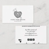 かわいいハート型糸手作りニット製品 名刺 (正面/裏面)