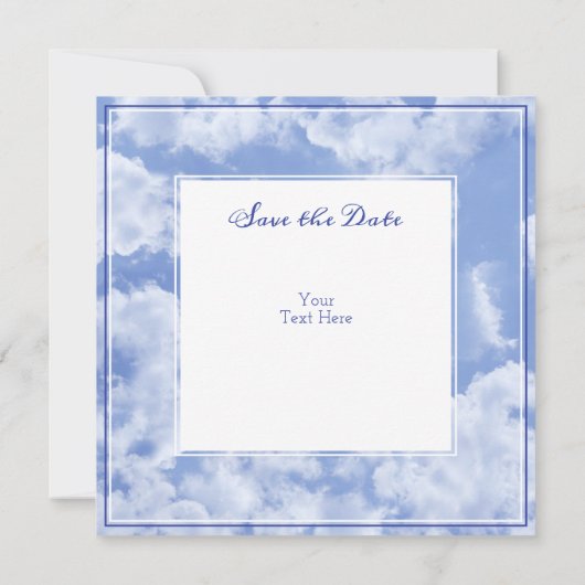 かわいいハート形の雲が青い空に浮かぶ、明るく幸せなイメージ (裏面)