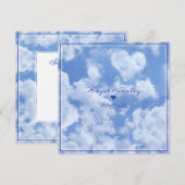 かわいいハート形の雲 青い空 陽気 幸せ (正面/裏面)