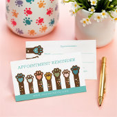 かわいいハート形動物のペットの足 予約カード