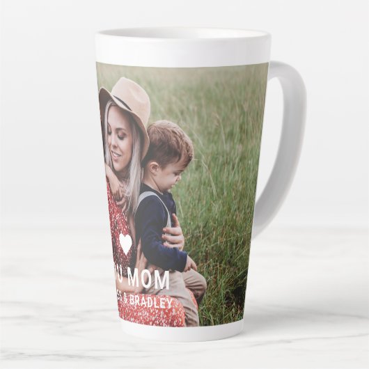 かわいいハート愛あなた母の日の写真 カフェラテマグ (右アングル)