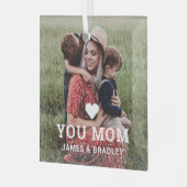 かわいいハート愛あなた母の日の写真 ガラスオーナメント (正面左)