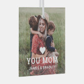 かわいいハート愛あなた母の日の写真 ガラスオーナメント (正面右)