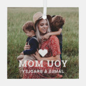 かわいいハート愛あなた母の日の写真 ガラスオーナメント (裏面)