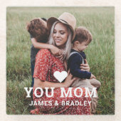 かわいいハート愛あなた母の日の写真 ガラスコースター (正面)