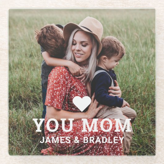 かわいいハート愛あなた母の日の写真 ガラスコースター (正面)