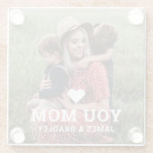 かわいいハート愛あなた母の日の写真 ガラスコースター (裏面)