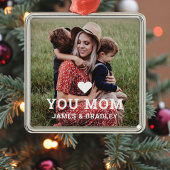 かわいいハート愛あなた母の日の写真 メタルオーナメント