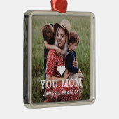 かわいいハート愛あなた母の日の写真 メタルオーナメント (右)