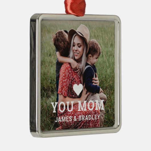 かわいいハート愛あなた母の日の写真 メタルオーナメント (右)