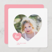 かわいいハート教室写真スクエアバレンタインカード サンキューカード (正面/裏面)