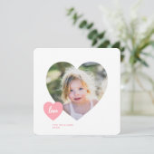 かわいいハート教室写真スクエアバレンタインカード サンキューカード (スタンド正面)