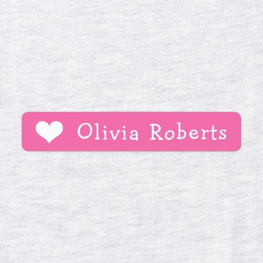 かわいいハート文字ピンクのファブリック服 ラベル (デザイン1)