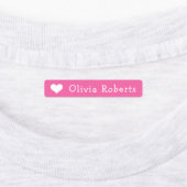 かわいいハート文字ピンクのファブリック服 ラベル (貼付)