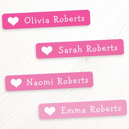 かわいいハート文字ピンクのファブリック服 ラベル