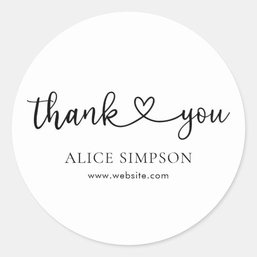 かわいいハート書道ありがとう ラウンドシール (正面)