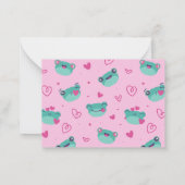 かわいいハート柄のカートゥーンフロッグバレンタインデー ノートカード (裏面)