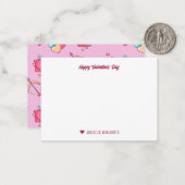 かわいいハート柄のキューピッドの弓と矢のバレンタインデー ノートカード (正面/裏面インサイチュ)