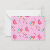 かわいいハート柄のキューピッドの弓と矢のバレンタインデー ノートカード (裏面)