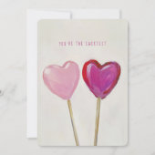 かわいいハート棒つきキャンデーザスイートバレンタインデー シーズンカード (正面)
