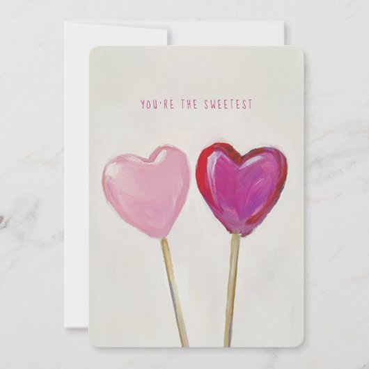 かわいいハート棒つきキャンデーザスイートバレンタインデー シーズンカード (正面)