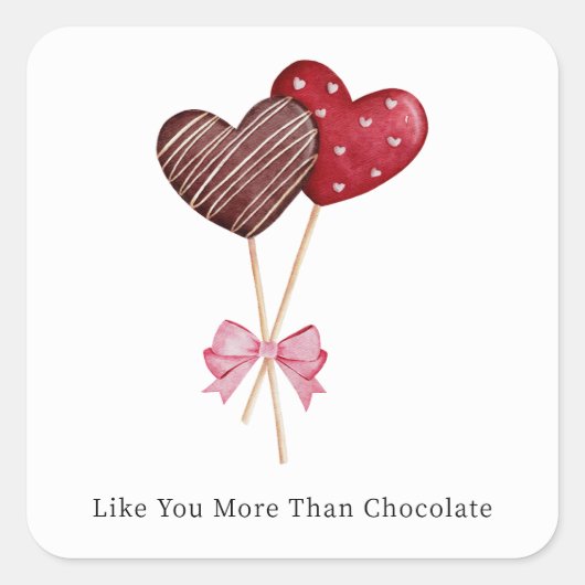 かわいいハート水彩色バレンタインデー スクエアシール (正面)