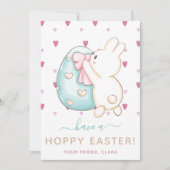 かわいいハート水色イースターエッグバニーキッズフレンド シーズンカード (正面)
