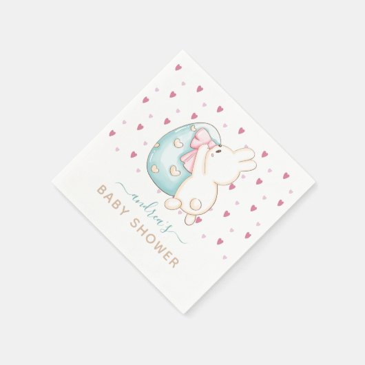 かわいいハート水色イースターエッグバニーベビーシャワー スタンダードカクテルナプキン (角)