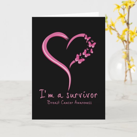 かわいいハート私は生き残った乳がん認識度 カード (黄色い花)