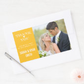 かわいいハート結婚イエローのステッカー 長方形シール (封筒)