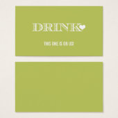 かわいいハート結婚グリーンの飲み物チケット (正面&裏面)