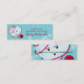 かわいいハート編み物かぎ針編みの糸がクリスマスから スキニー名刺 (正面/裏面)