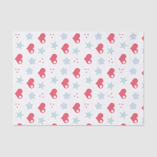 かわいいハート花と星 薄葉紙 (正面)