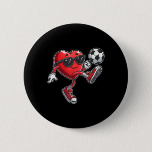 かわいいハート遊ズのサッカーバレンタインデサッカーボー 缶バッジ