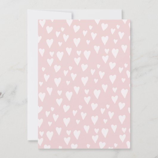 かわいいハート雲イラストレーションピンクのベビーシャワー 招待状 (裏面)